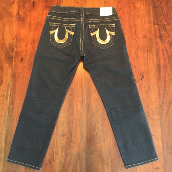 True Religion Crop Denim with Gold Sequins - Picture 2 of 6